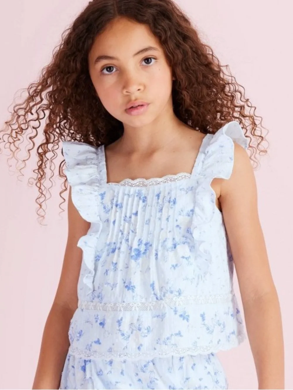 LoveShackFancy Ruffle Tank & Tiered Skirt Set Cottagecore Floral Bundle Girls 14